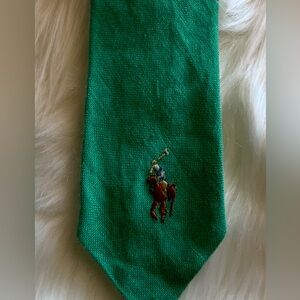 Polo Ralph Lauren Rare Vintage Handmade 100% Irish Linen Tie Polo Player Logo
